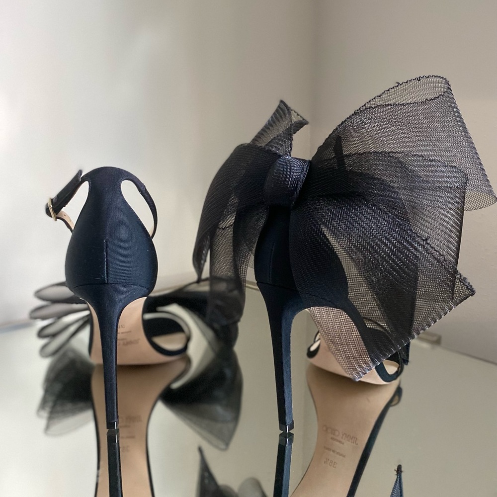 New Jimmy Choo Aveline 100 Mesh Fascinator Bows 38.5 $1,175 - Picture 13 of 16